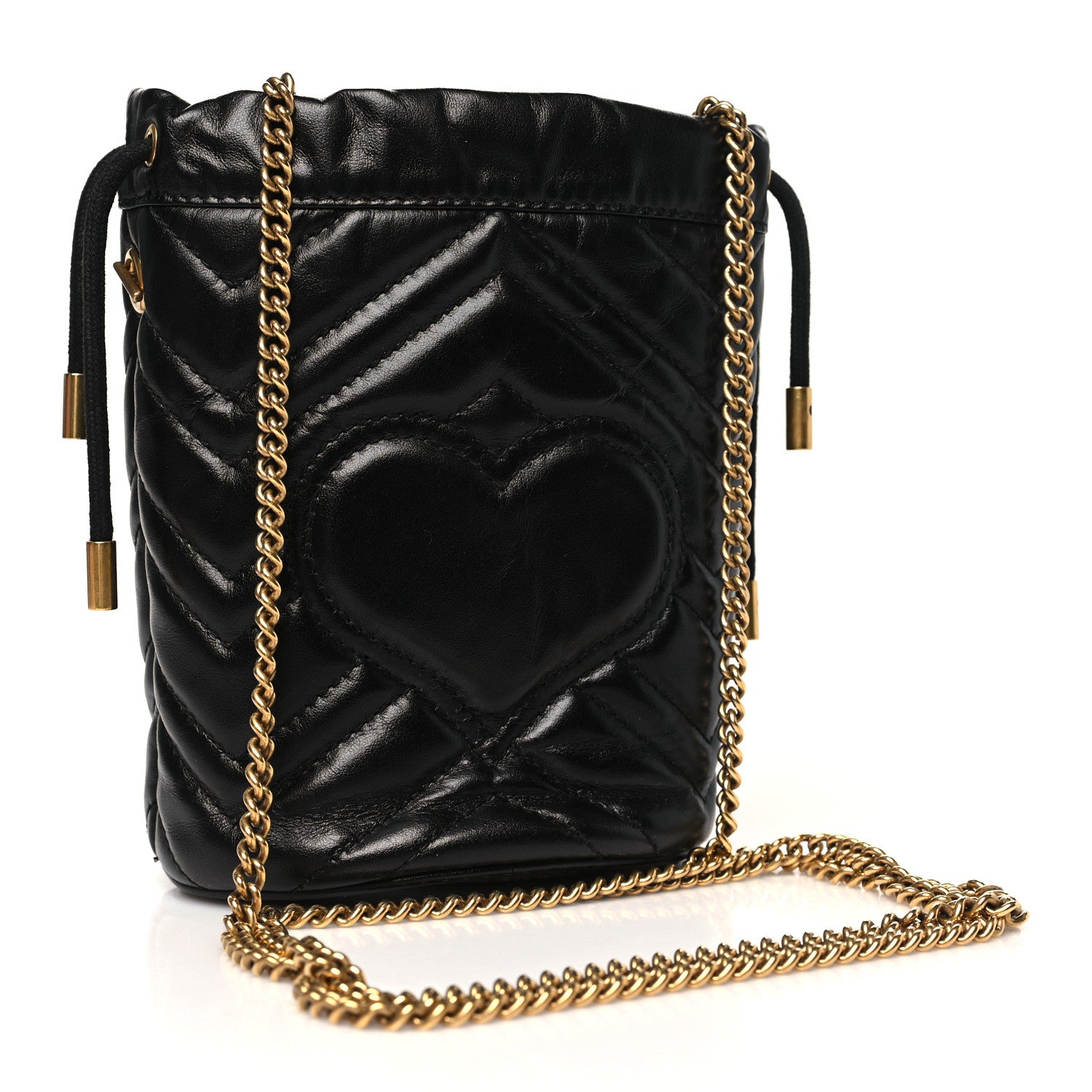 Gucci Calfskin Matelasse Mini GG Marmont 2.0 Bucket Bag Black 2 of 10