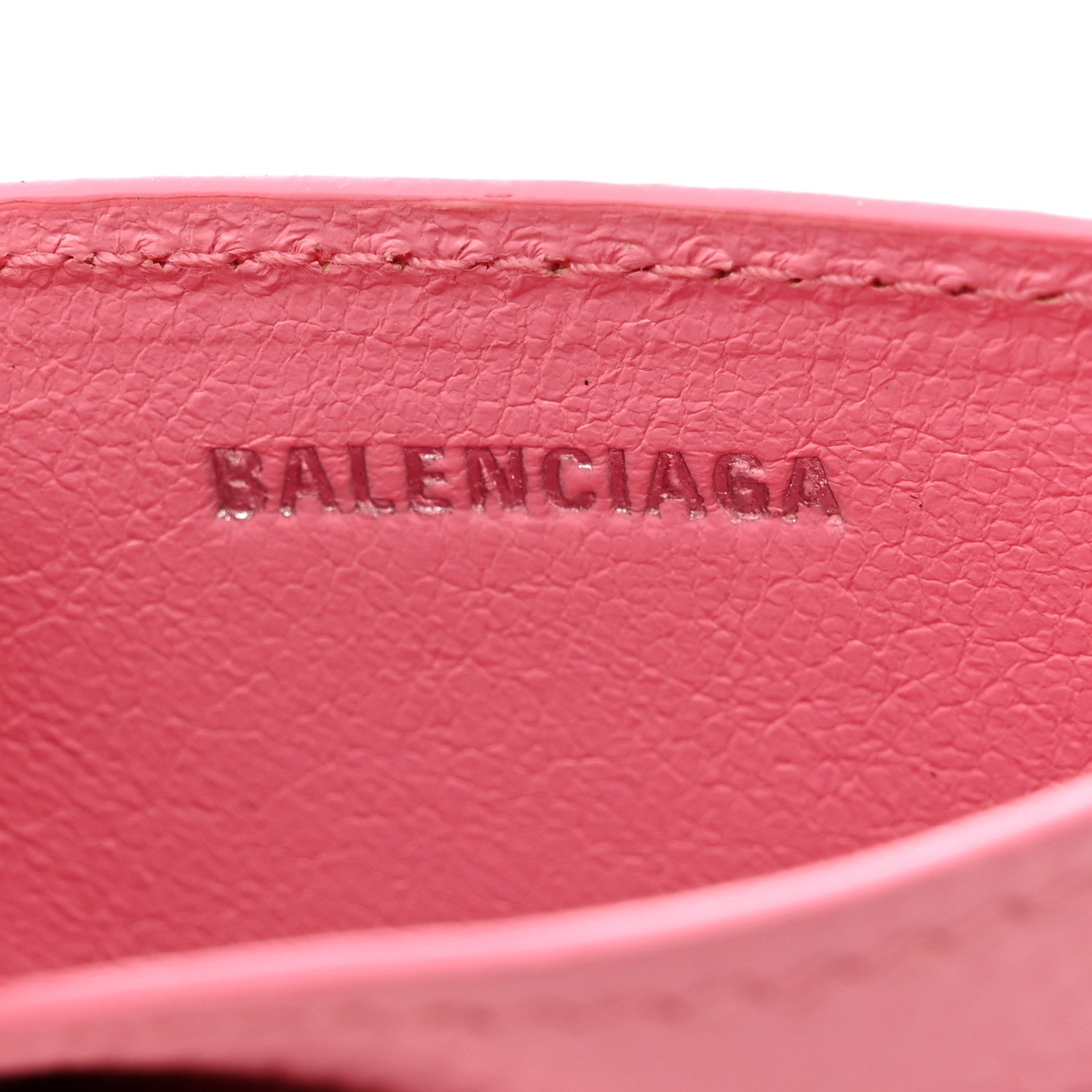 Balenciaga Grained Calfskin Logo Cash Rounded Card Holder Pink Black 6 of 8