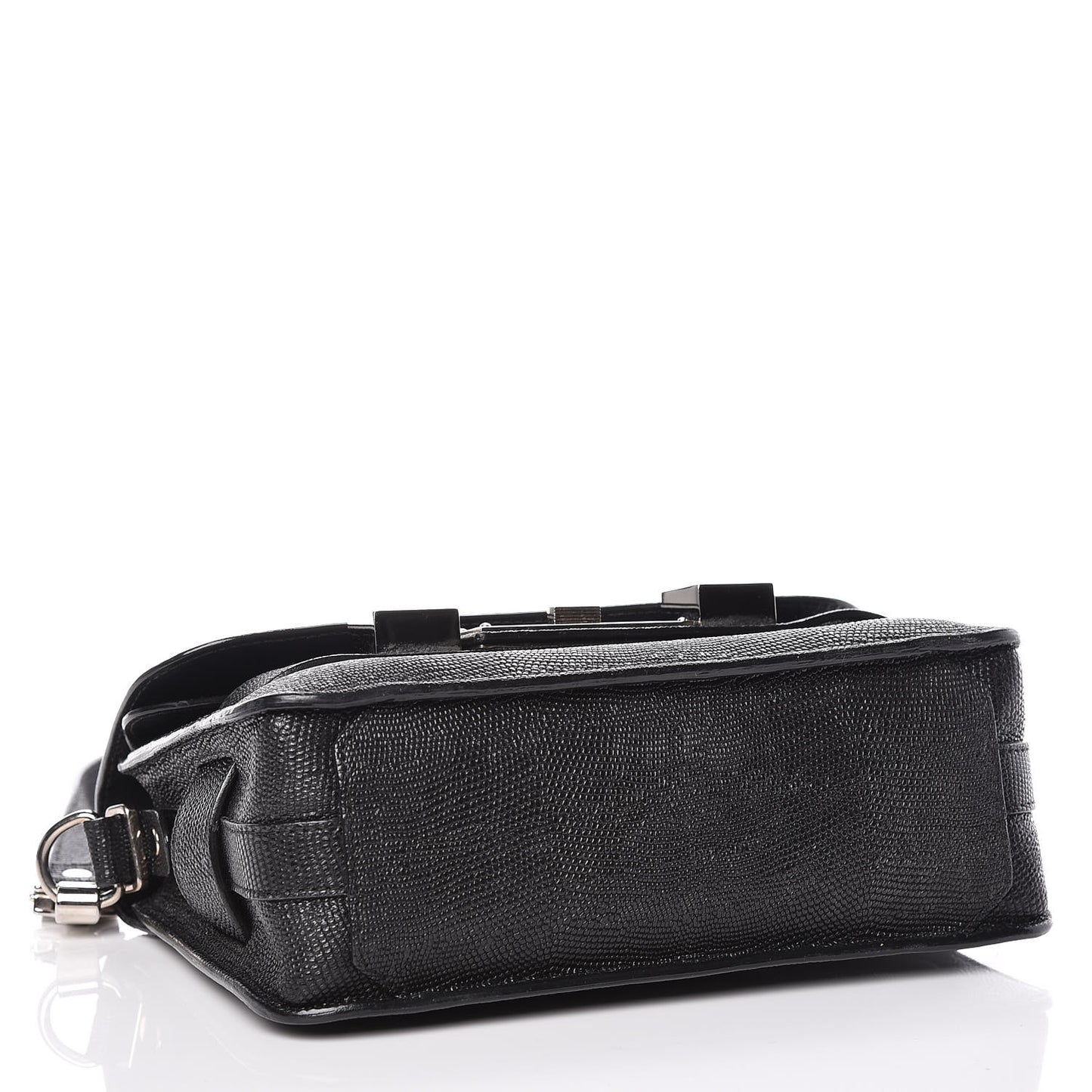Calfskin Lizard Embossed Mini PS11 Classic Shoulder Bag Black