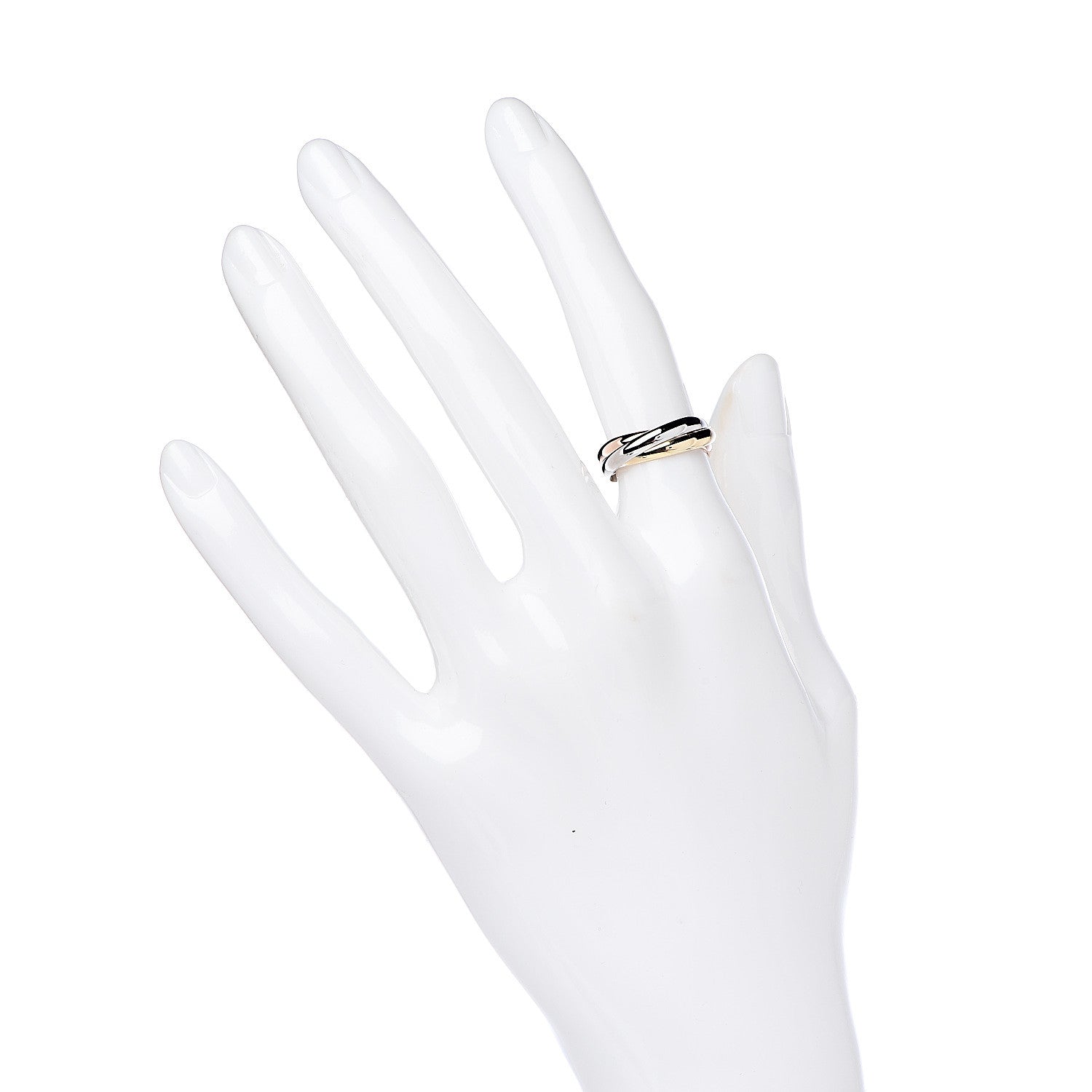 Cartier 18K Pink Yellow White Gold Small Trinity Ring 48 4.5 2 of 5