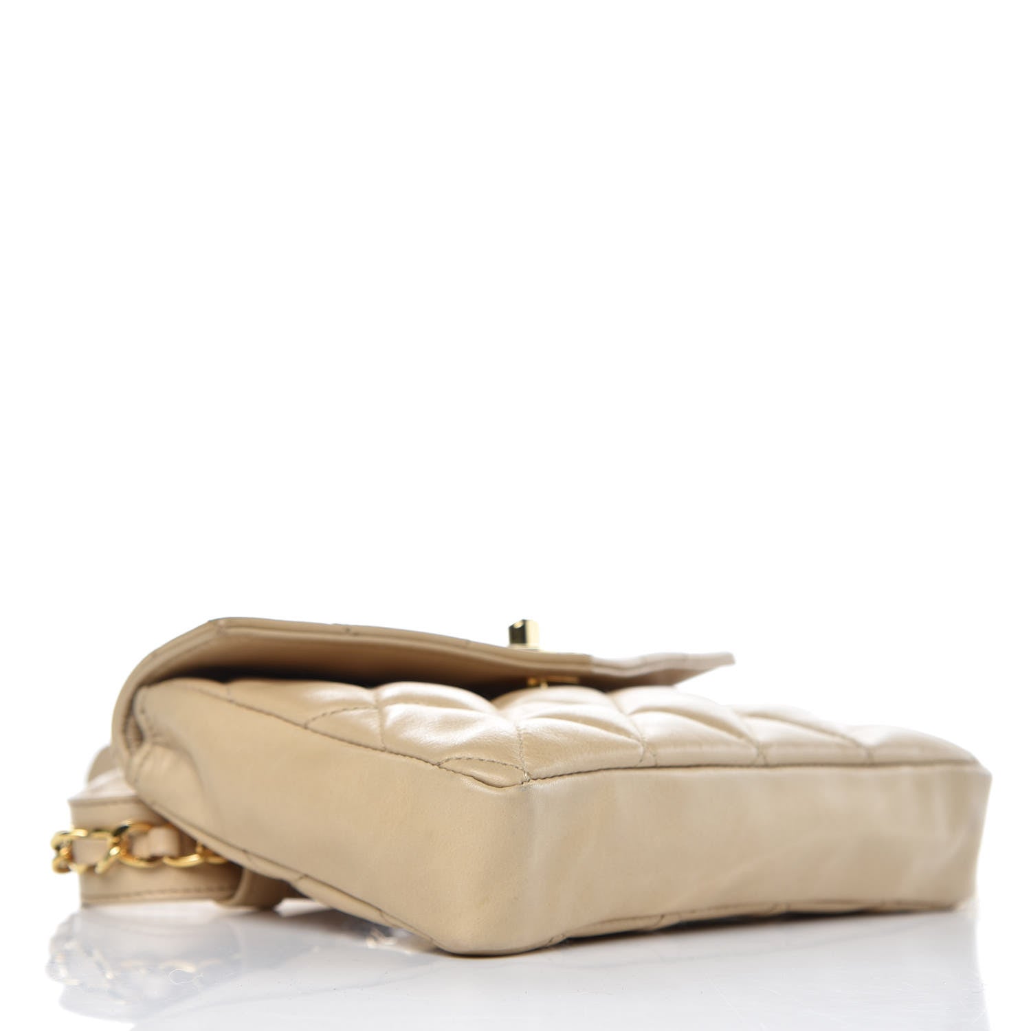 Chanel Lambskin Quilted Flap Waist Belt Bag Beige 4 of 15