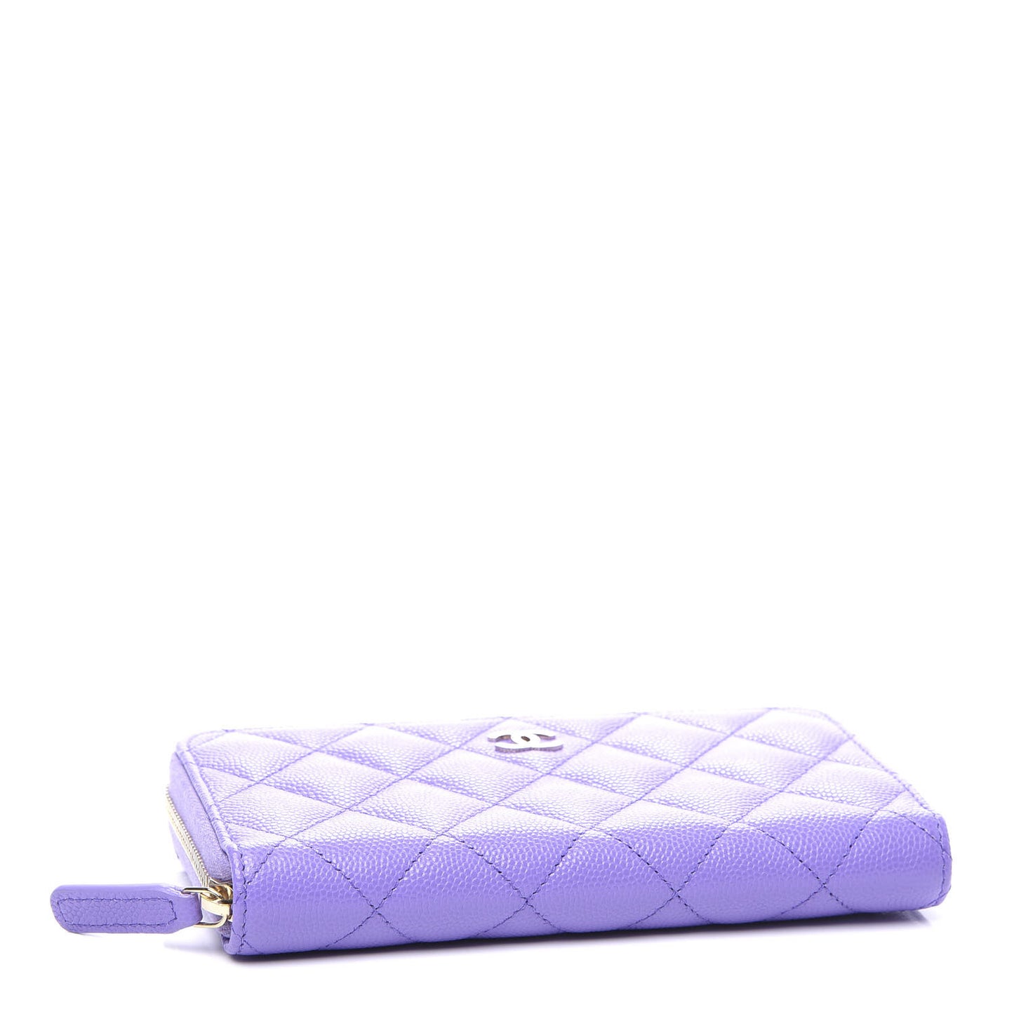 Caviar Quilted Medium Zip Around Wallet Purple