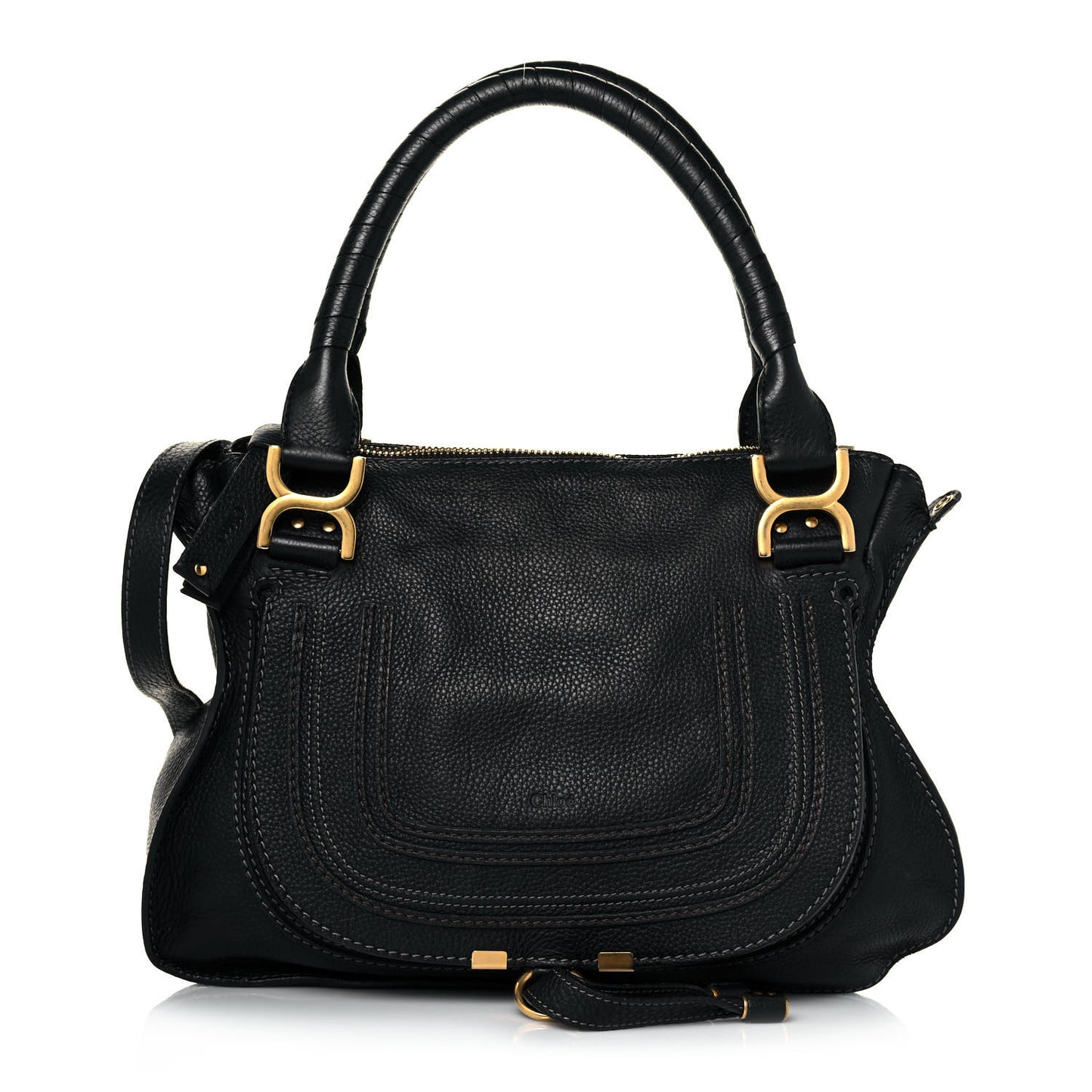 Calfskin Medium Marcie Satchel Black