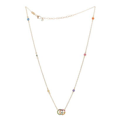 Gucci 18K Yellow Gold Citrine Tsavorite Blue Topaz Amethyst GG Running Pendant Necklace 3 of 4
