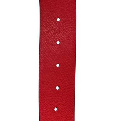 Valentino Garavani Glossy Calfskin Grainy Calfskin Hammered 40mm VLogo Reversible Belt 90 36 Black Rouge Pur 4 of 6
