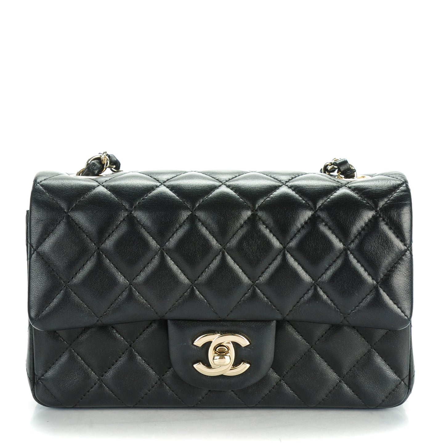 Lambskin Quilted Mini Rectangular Flap Black