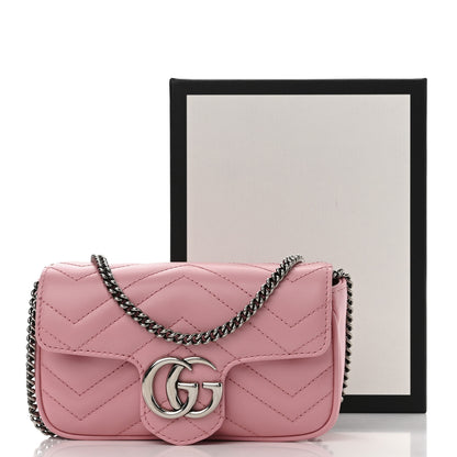 Gucci Calfskin Matelasse Super Mini GG Marmont Shoulder Bag Wild Rose 11 of 11