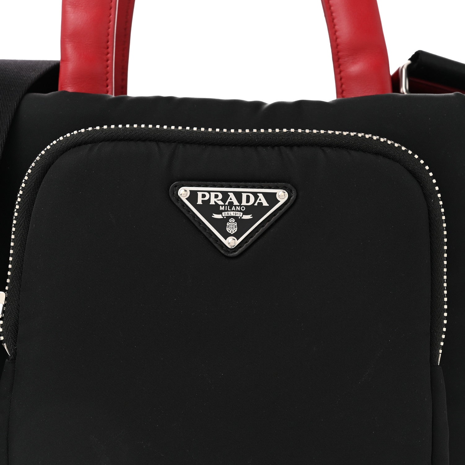 Prada Tessuto Nylon Pocket Small Cargo Tote Black Rosso 7 of 9