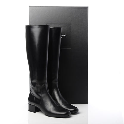 Saint Laurent Calfskin Knee High Boots 38 Black 10 of 10