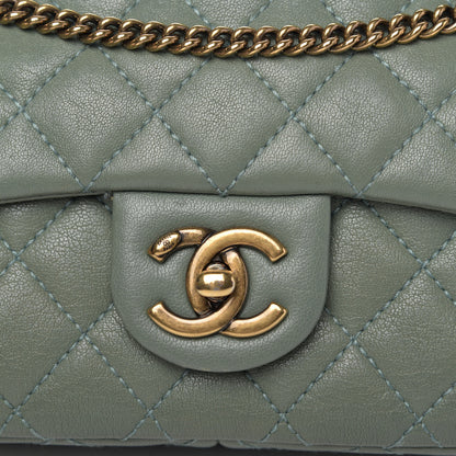Chanel Sheepskin Quilted Trapezio Camera Case Green 9 of 12