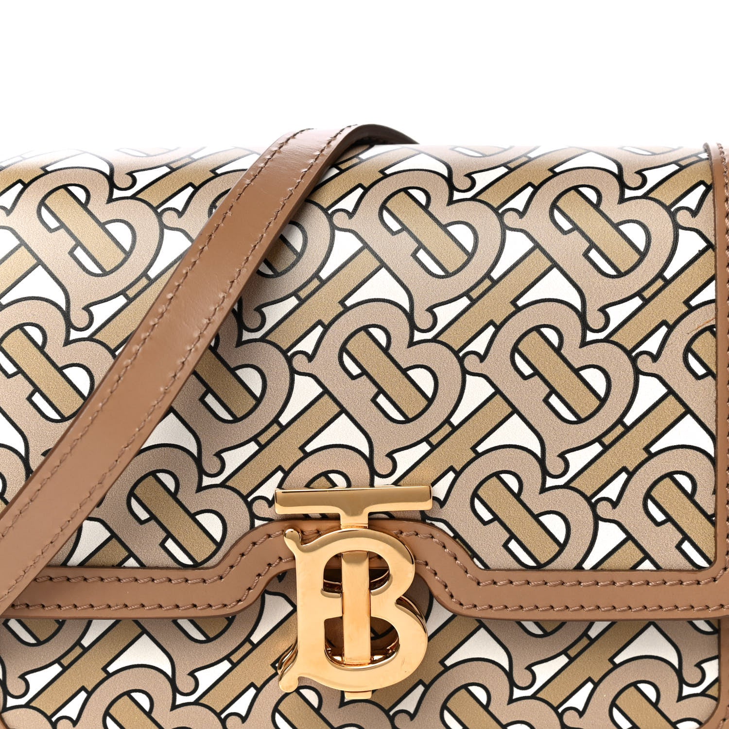 Burberry Calfskin Monogram Mini TB Bag Beige 8 of 16