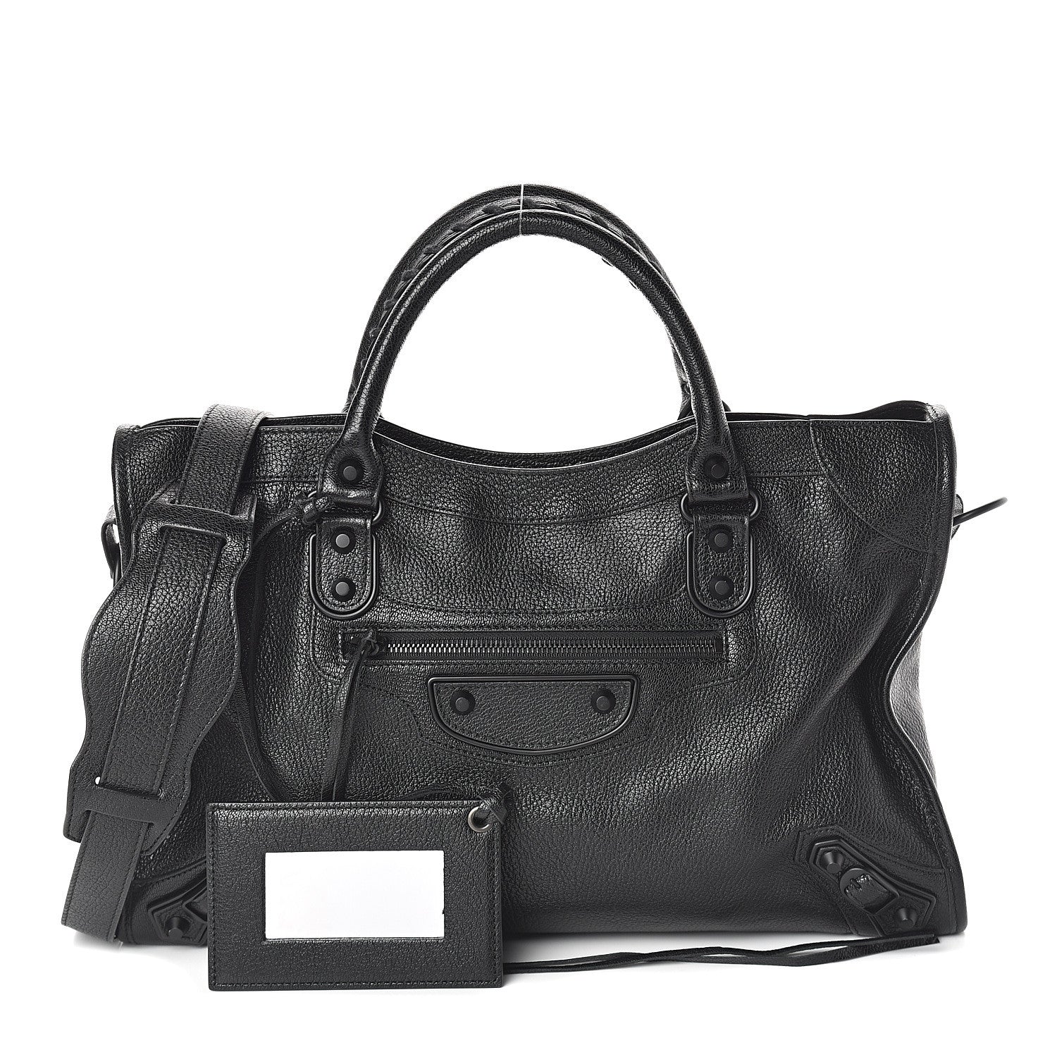 Balenciaga Shiny Grained Goatskin Black Metallic Edge City Black 1 of 7