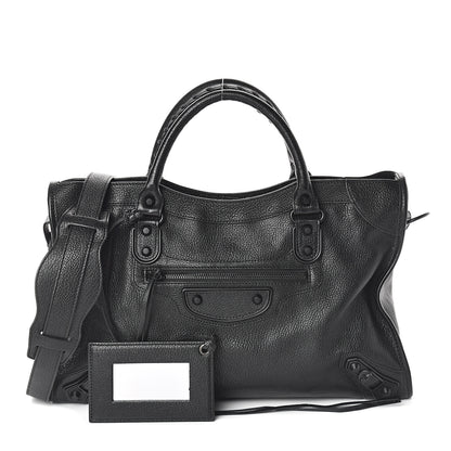 Balenciaga Shiny Grained Goatskin Black Metallic Edge City Black 1 of 7