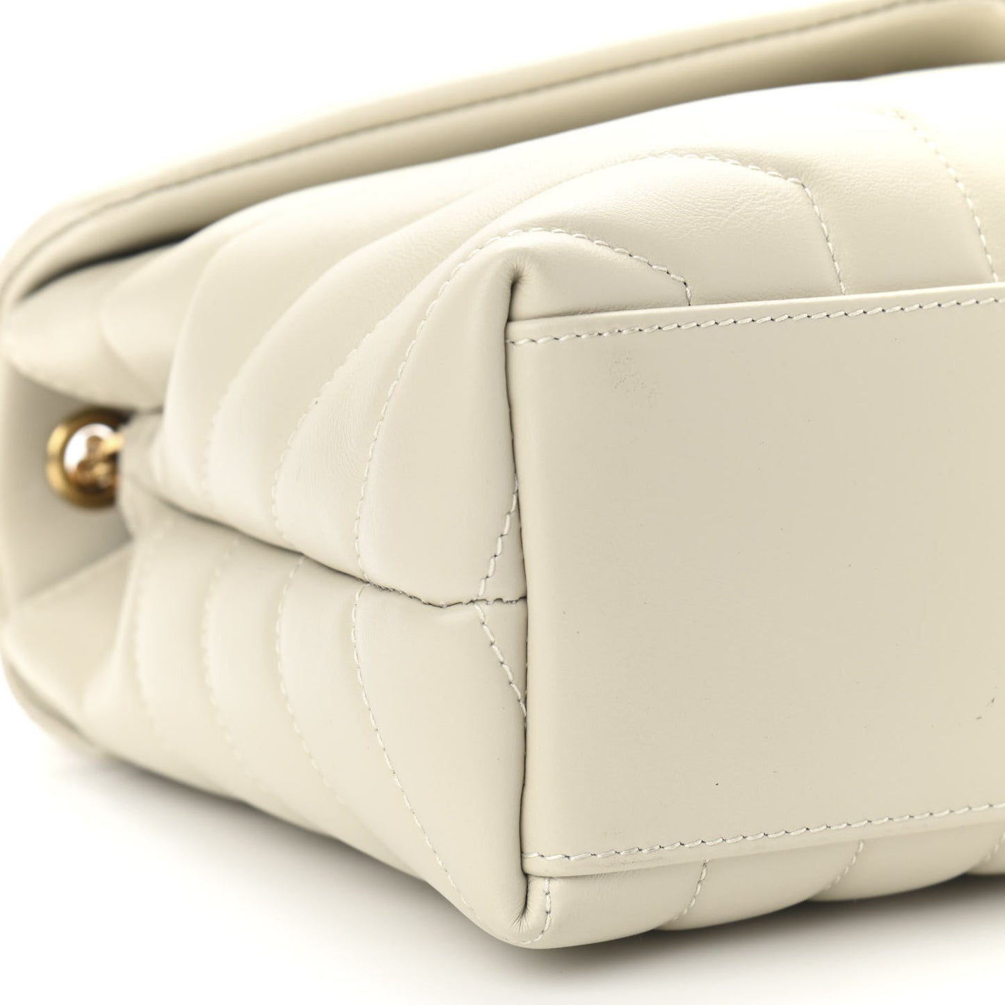 Calfskin Y Quilted Monogram Small Loulou Chain Satchel Crema Soft