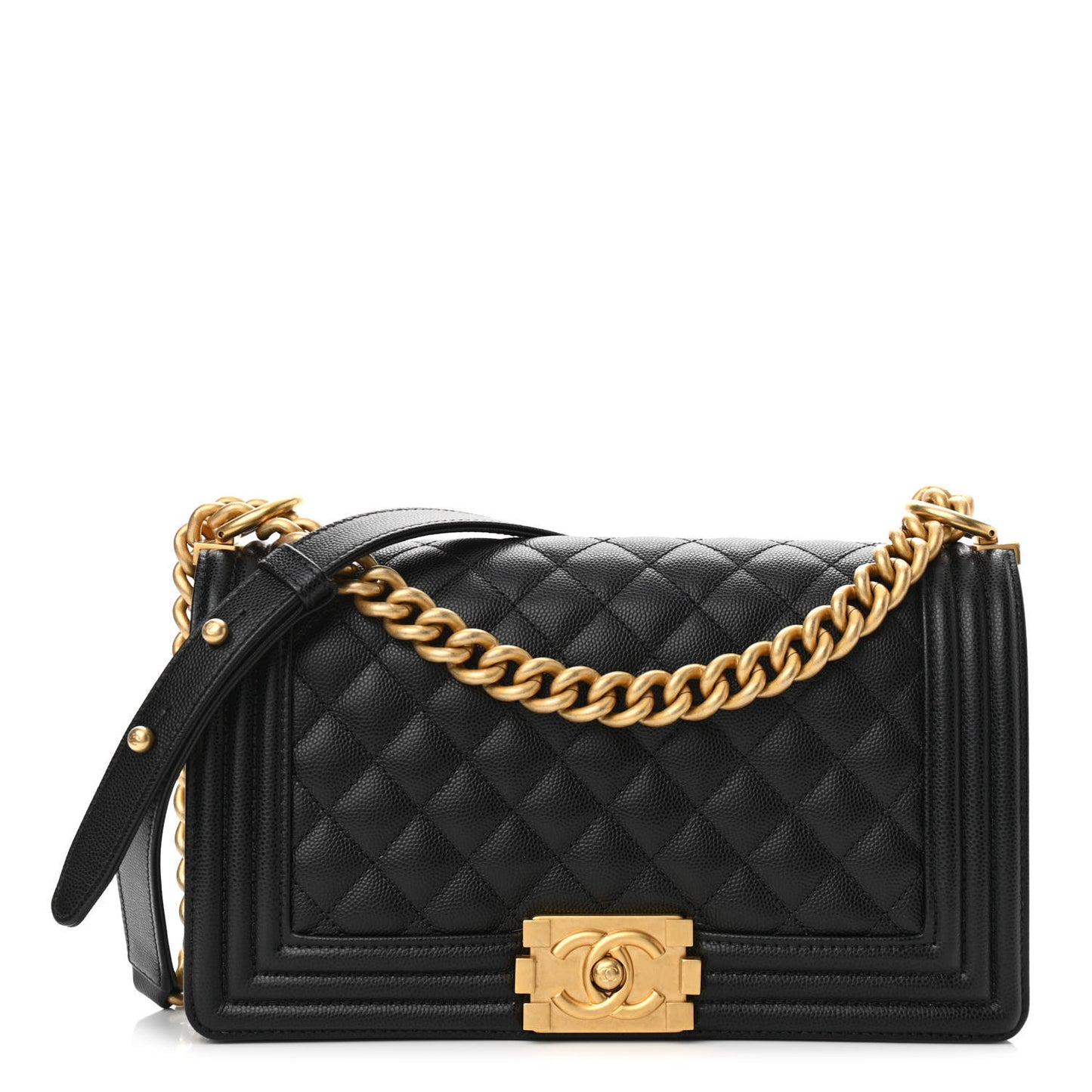 Caviar Quilted Medium Boy Flap Black