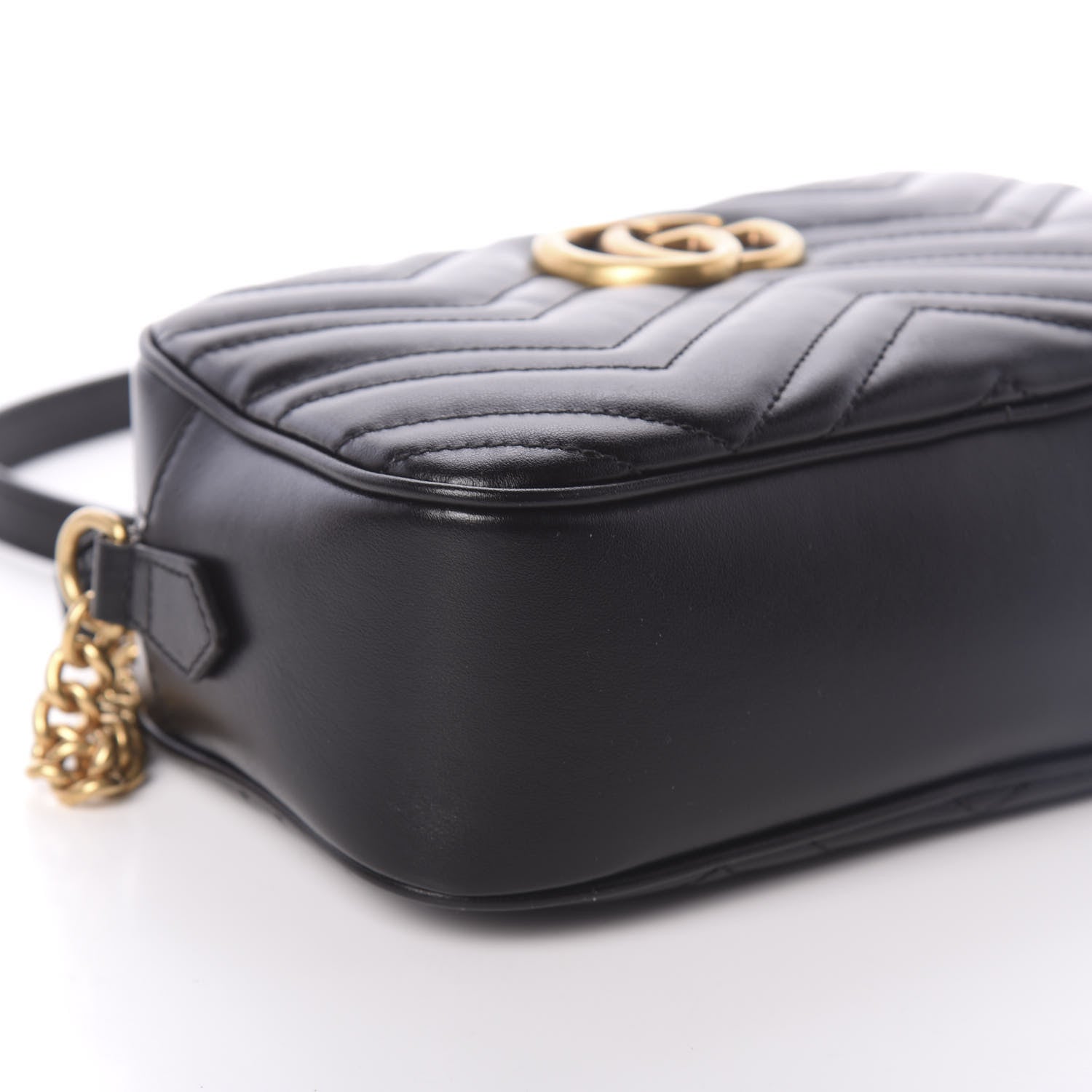 Gucci Calfskin Matelasse Small GG Marmont Chain Shoulder Bag Black 7 of 8