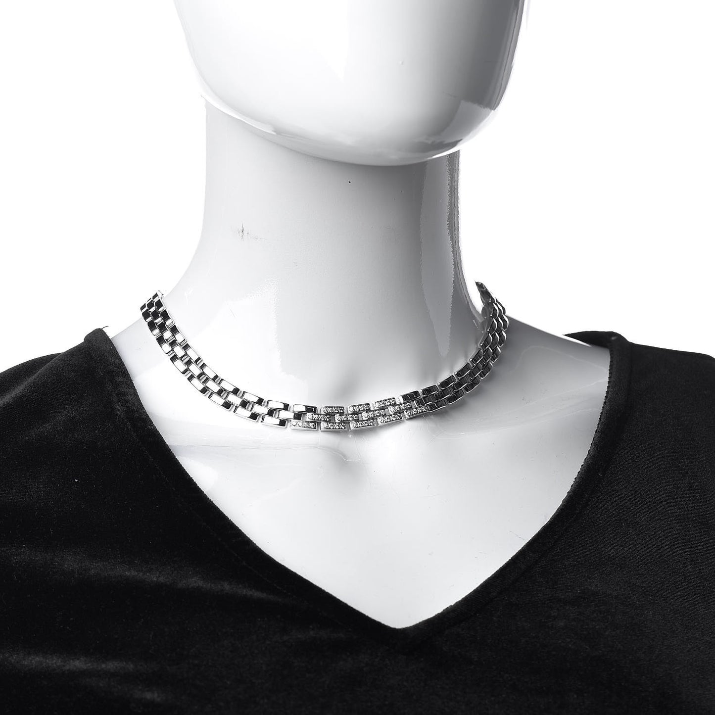 18K White Gold Diamond Maillon Panthere Necklace