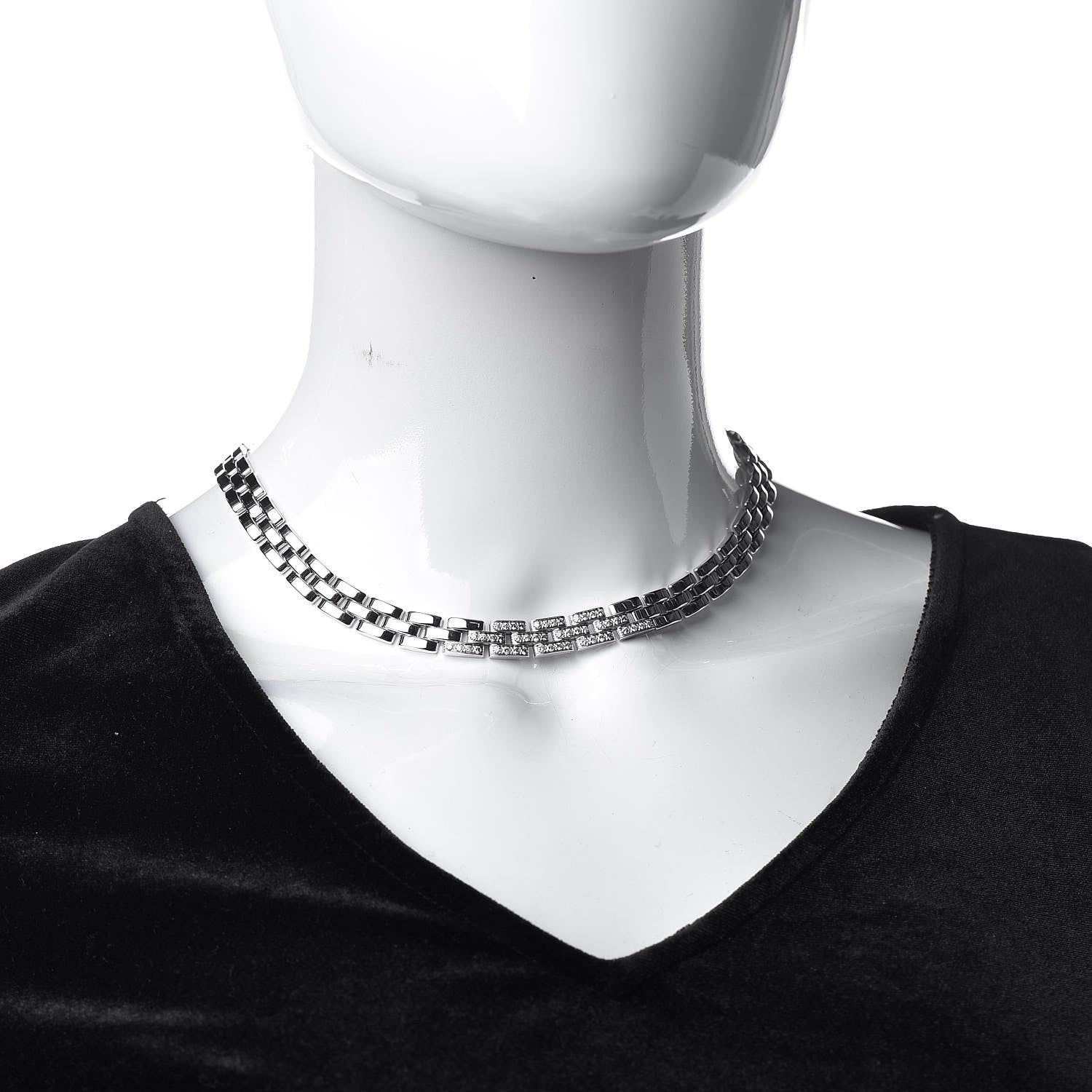 Cartier 18K White Gold Diamond Maillon Panthere Necklace 2 of 5