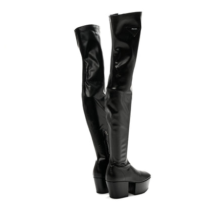 Prada Nappa Tech Logo Over the Knee 70mm Platform Boots 36 Black 4 of 10