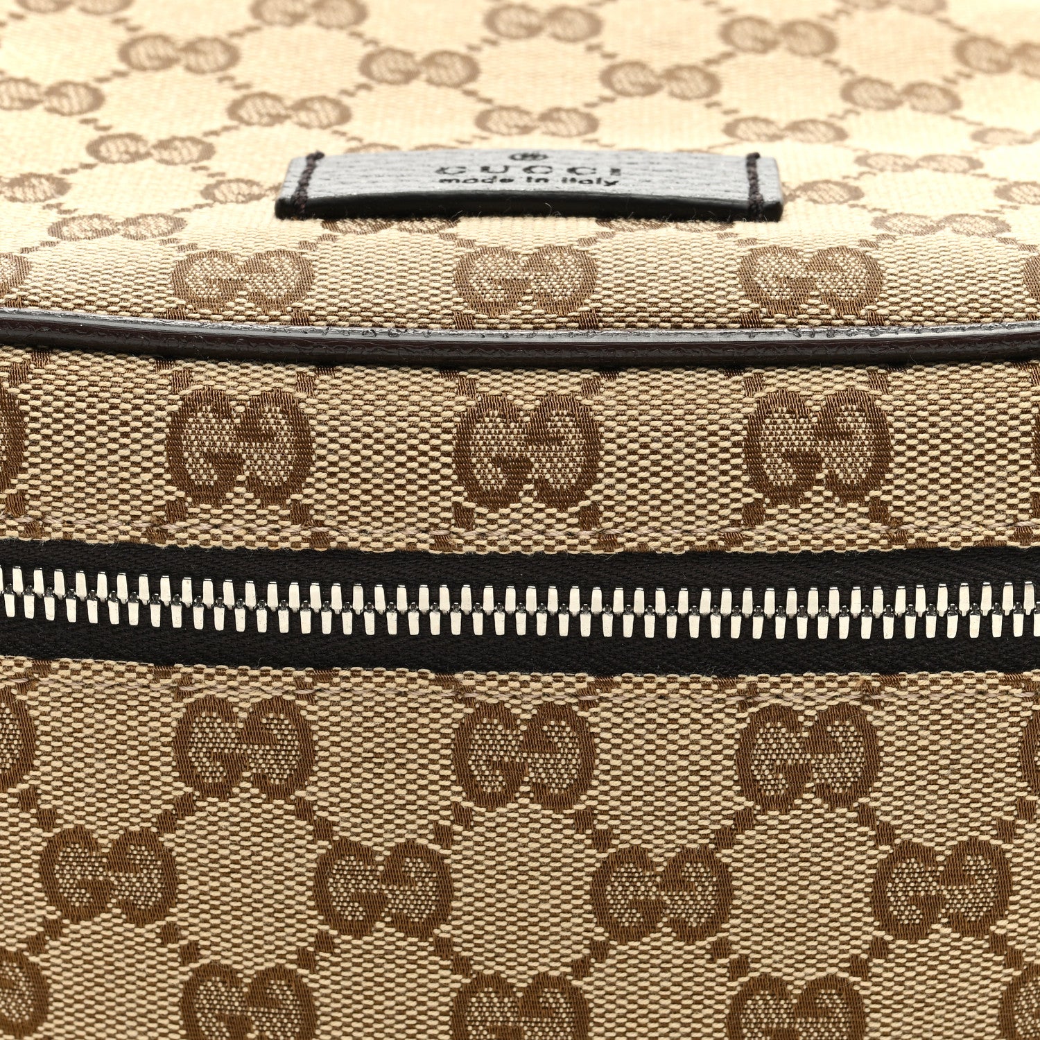 Gucci Monogram Dollar Calfskin Waist Pouch Beige Ebony Testa di Moro Marrone Scuro 8 of 10