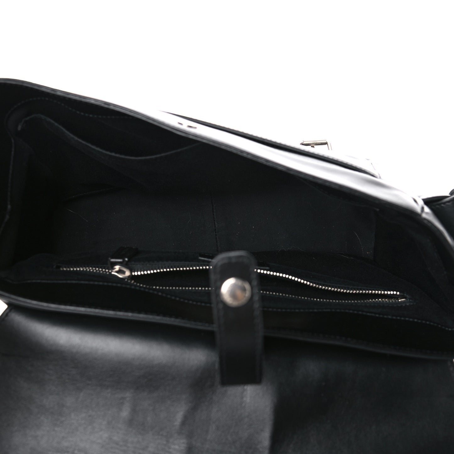 Calfskin Flap Front Messenger Bag Black