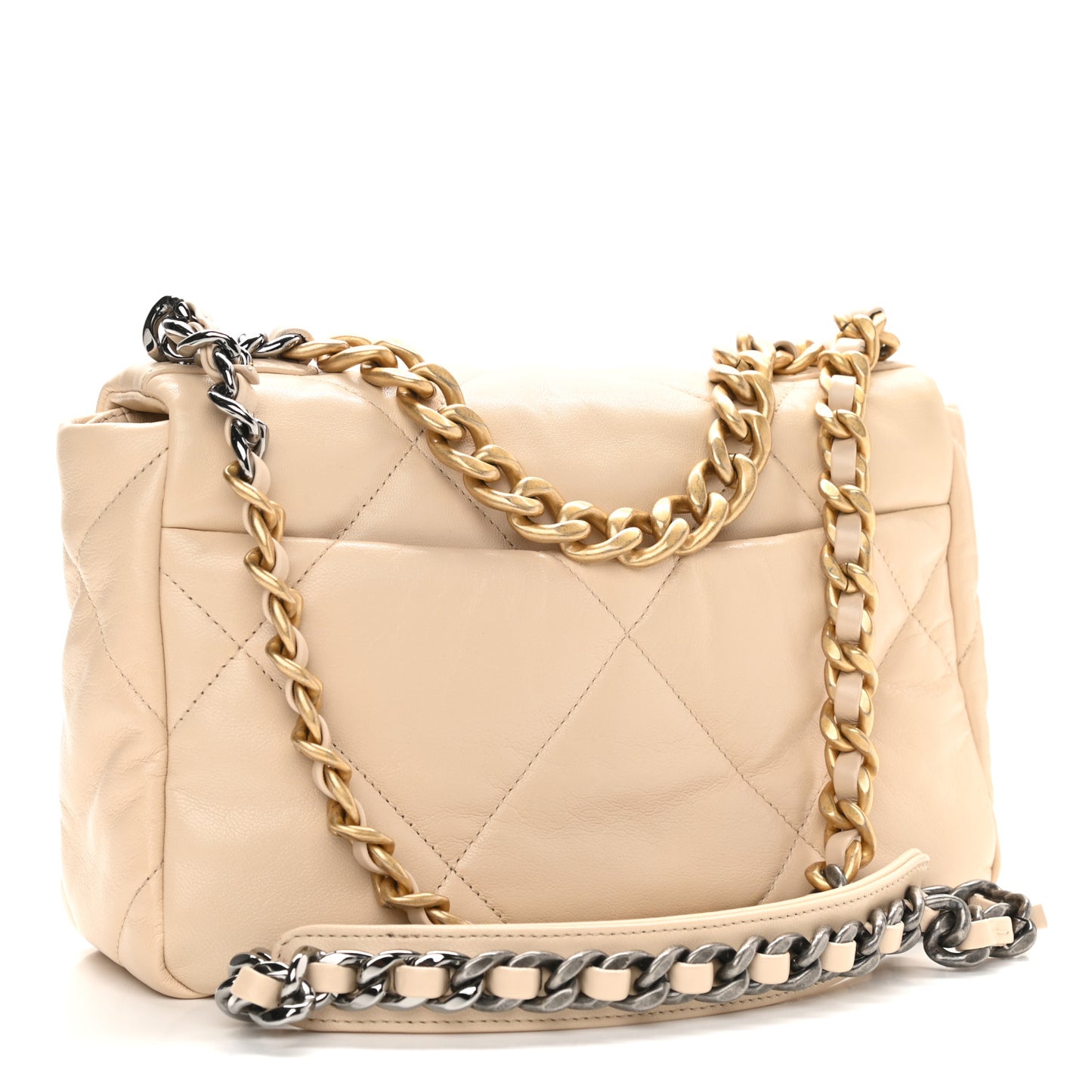 Goatskin Quilted Medium Chanel 19 Flap Beige