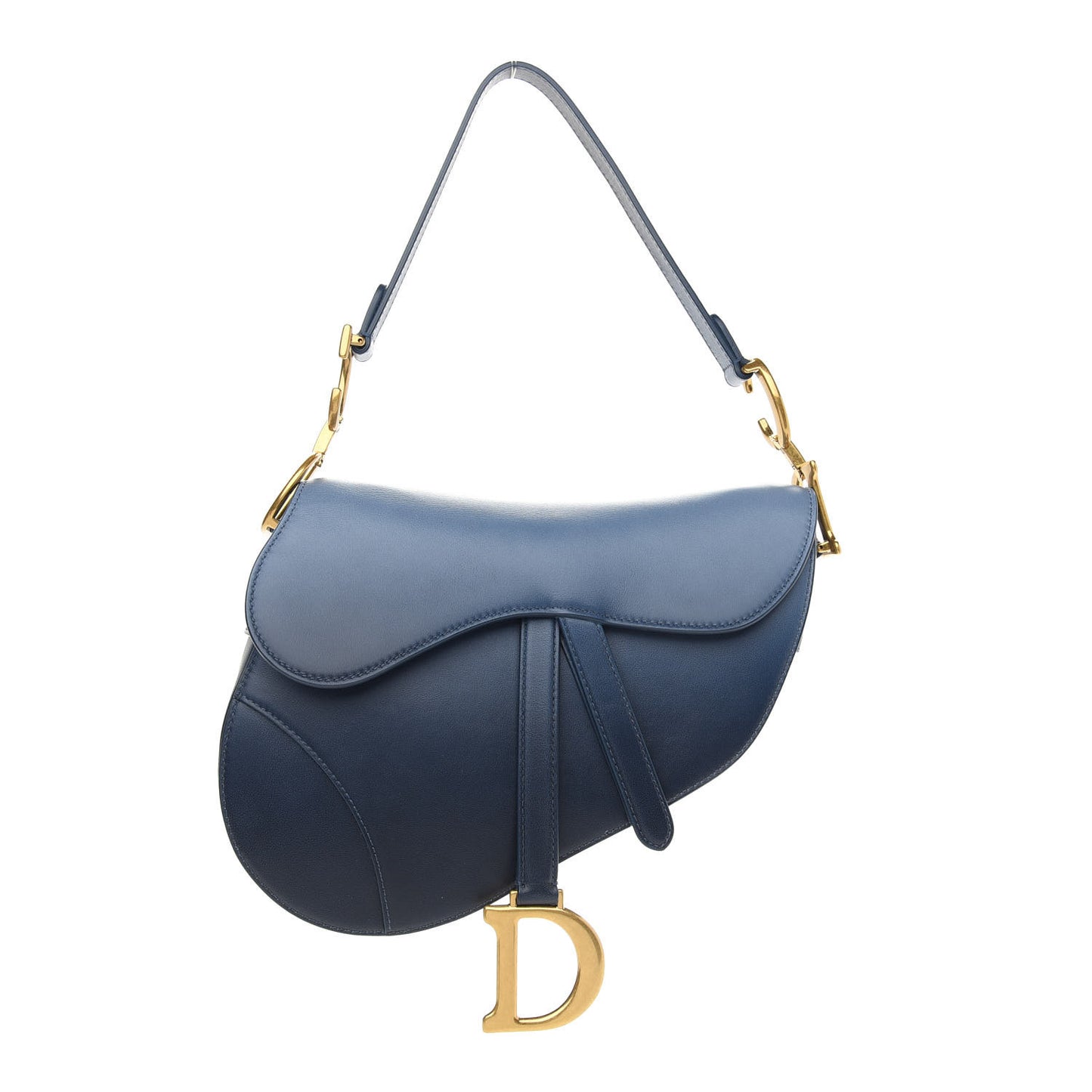 Calfskin Gradient Saddle Bag Indigo Blue