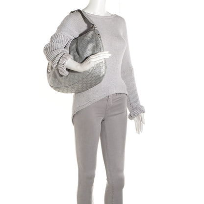 Gucci Metallic Guccissima Medium Sukey Hobo Silver 2 of 9