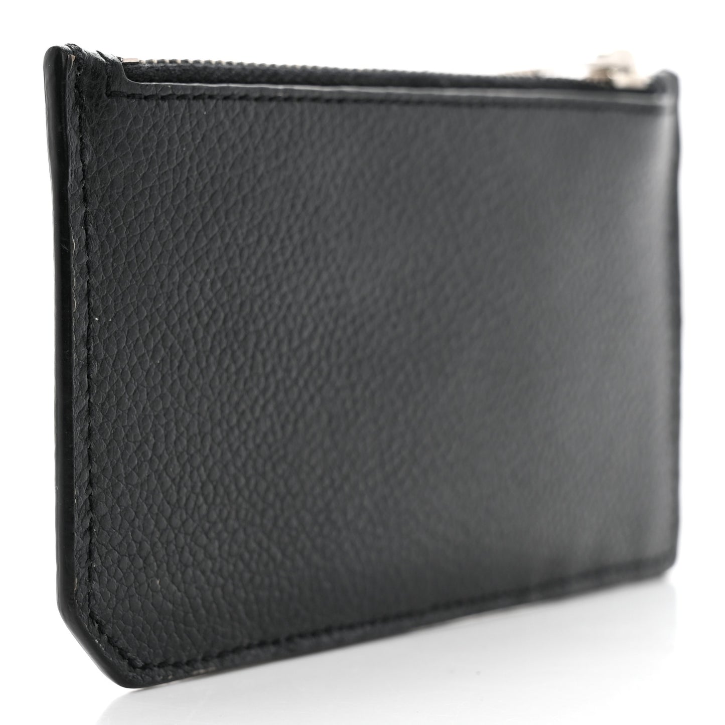 Grained Calfskin 5 Fragments Zip Pouch Card Holder Black