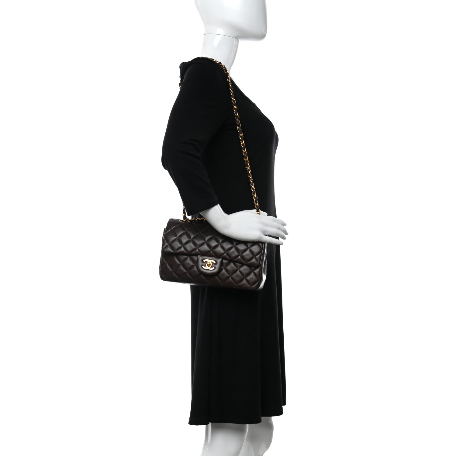 Chanel Lambskin Quilted Small Double Flap Dark Brown 2 of 14