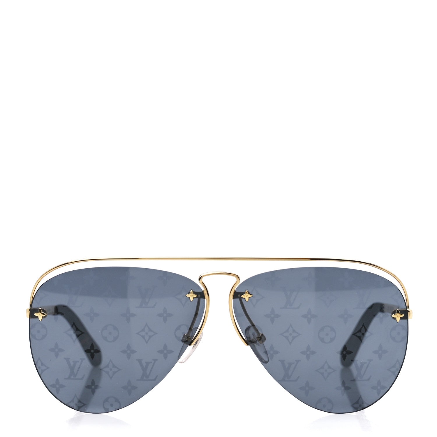 Louis Vuitton Metal Monogram Grease Sunglasses Z1172W Gold 2 of 8
