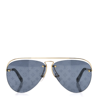 Louis Vuitton Metal Monogram Grease Sunglasses Z1172W Gold 2 of 8