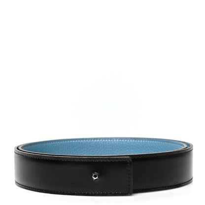 Hermes Box Togo 32mm Belt Strap 90 Black Blue Jean 1 of 6