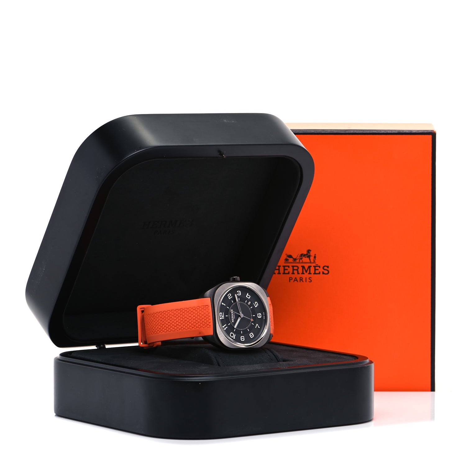 Hermes DLC Coated Titanium Rubber 39mm H08 Automatic Watch Orange 5 of 5