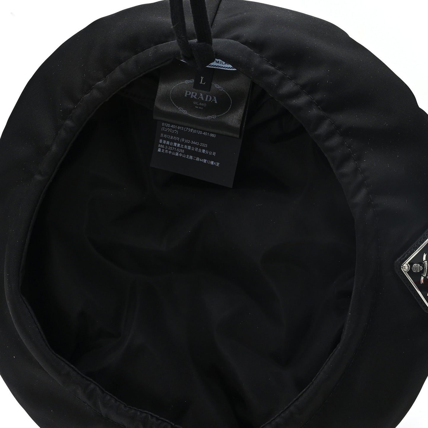 Re-Nylon Metal Triangle Logo Beret L Black