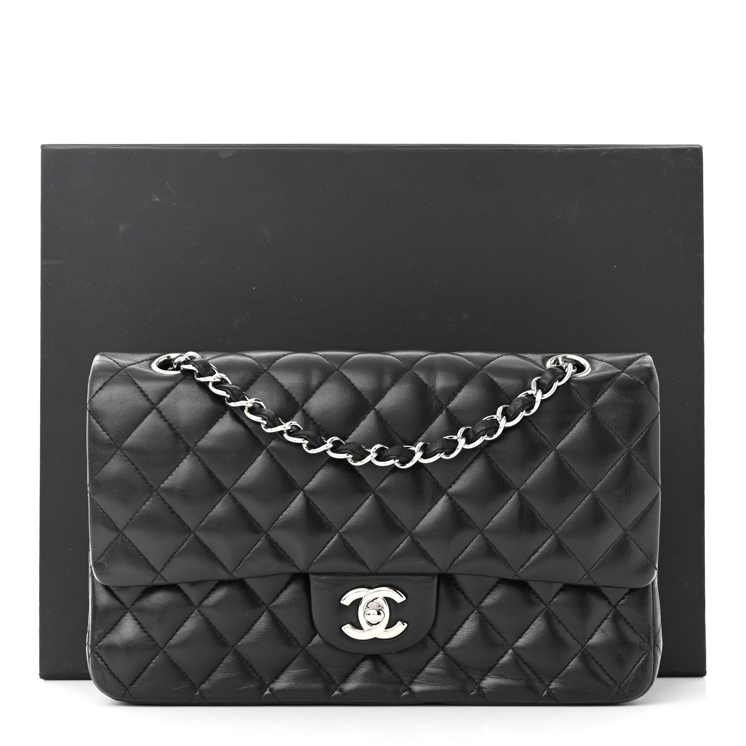 Chanel Lambskin Quilted Medium Double Flap Black 13 of 13