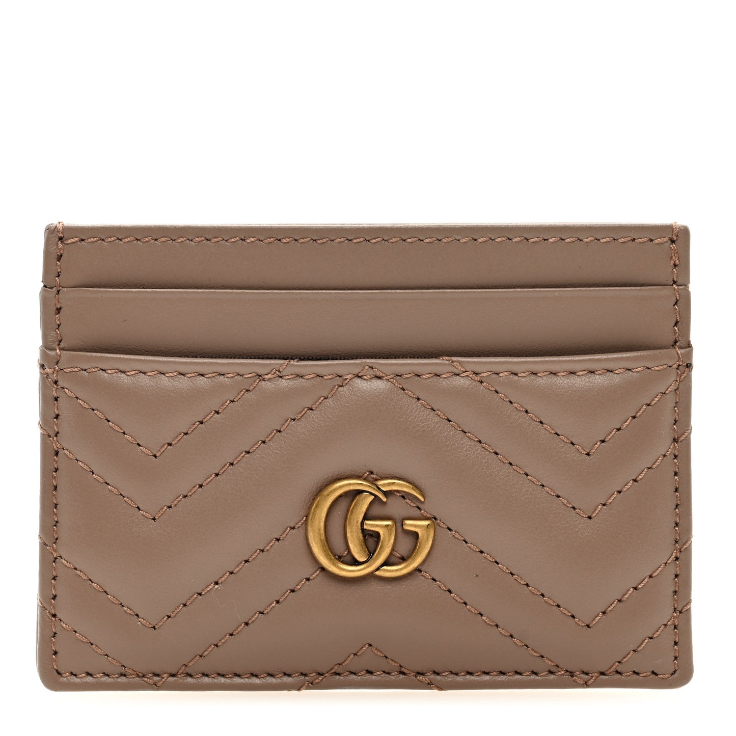 Calfskin Matelasse GG Marmont Card Holder Porcelain Rose