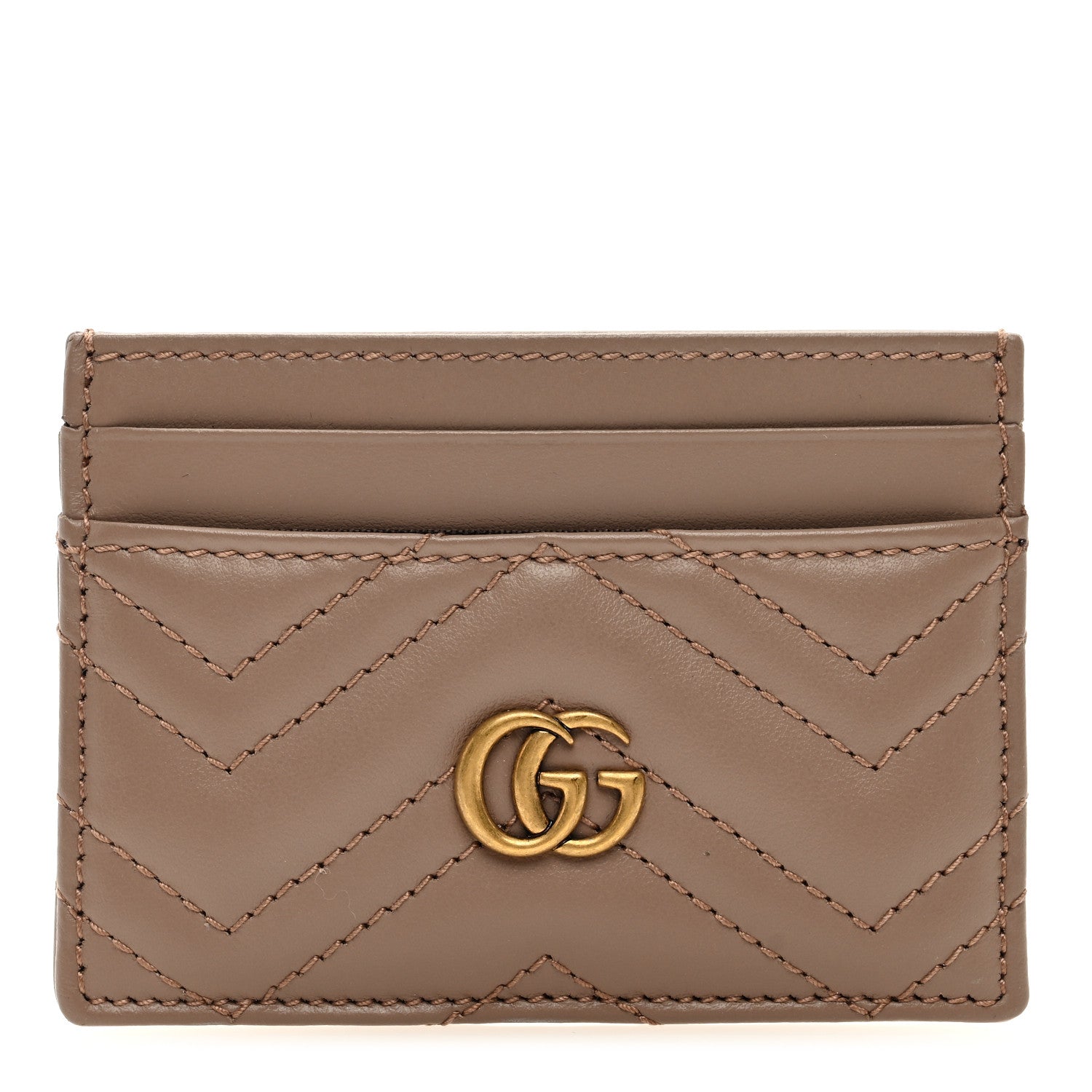 Gucci Calfskin Matelasse GG Marmont Card Holder Porcelain Rose 1 of 6