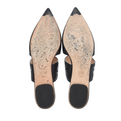 Fendi Vitello FF Embossed Flat Mules 36.5 Black 10 of 24