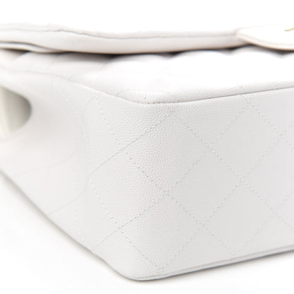 Chanel Caviar Quilted Jumbo Double Flap White 9 of 11