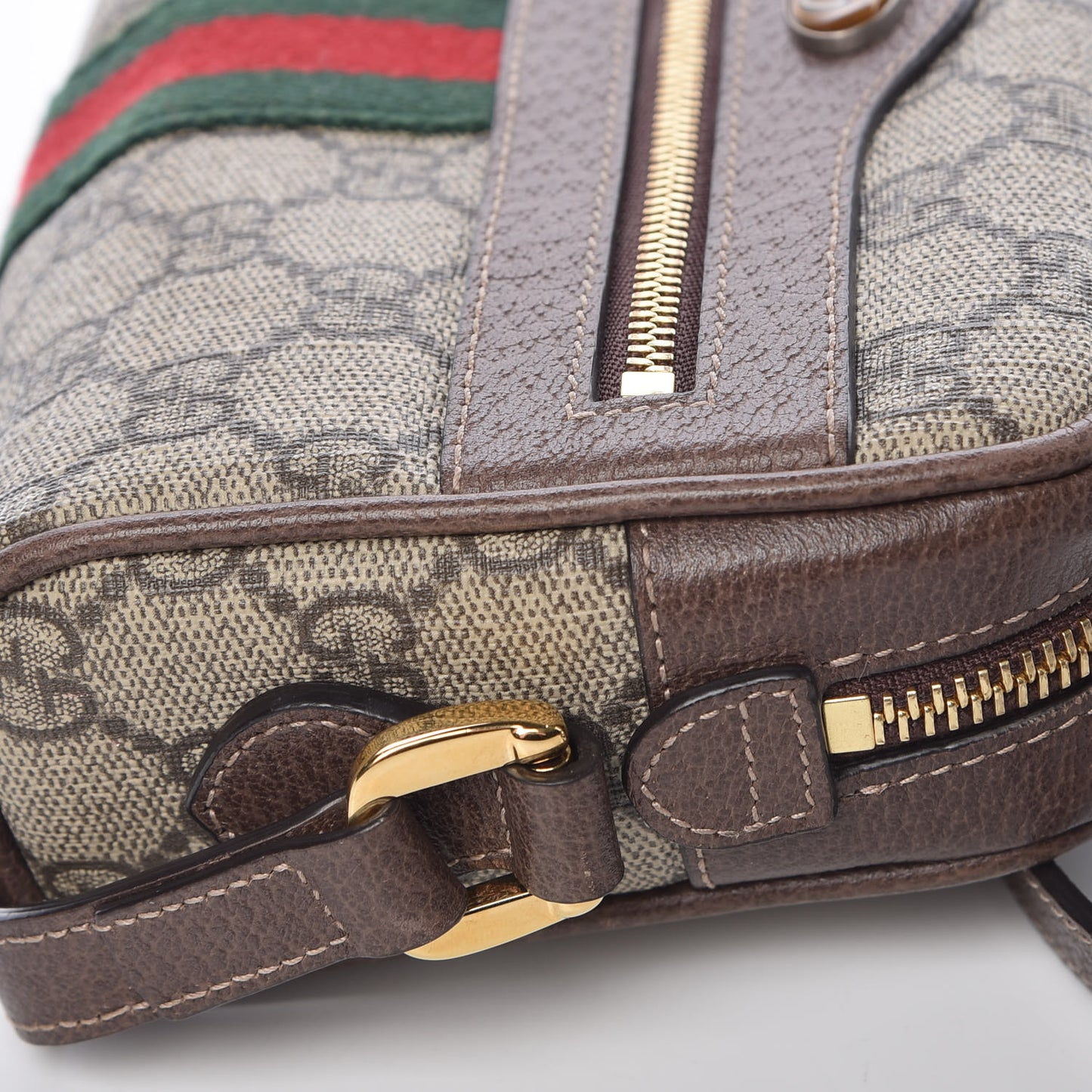 GG Supreme Monogram Web Mini Ophidia Shoulder Bag Brown