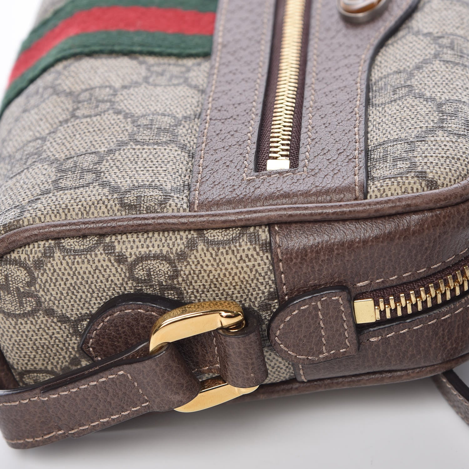 Gucci GG Supreme Monogram Web Mini Ophidia Shoulder Bag Brown 10 of 12