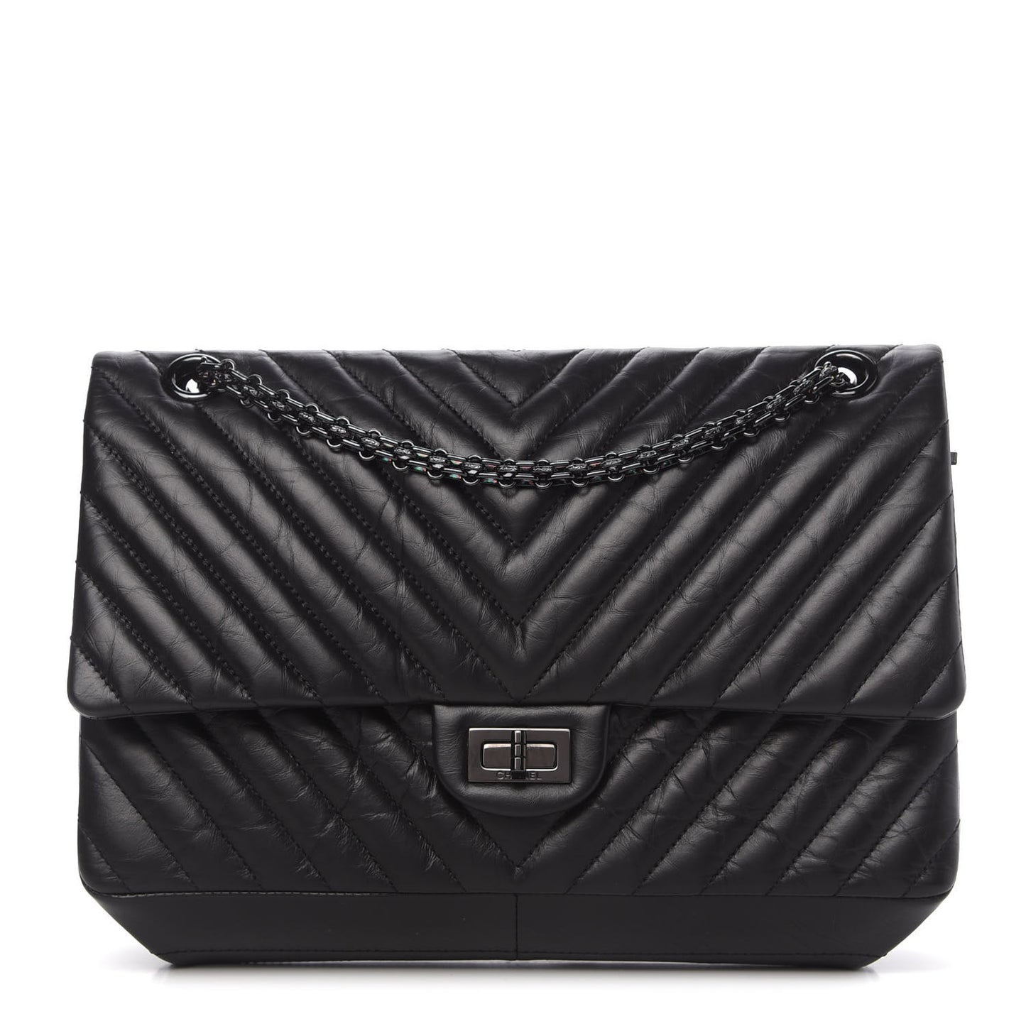 Aged Calfskin Chevron Quilted 2.55 Reissue 226 So Black