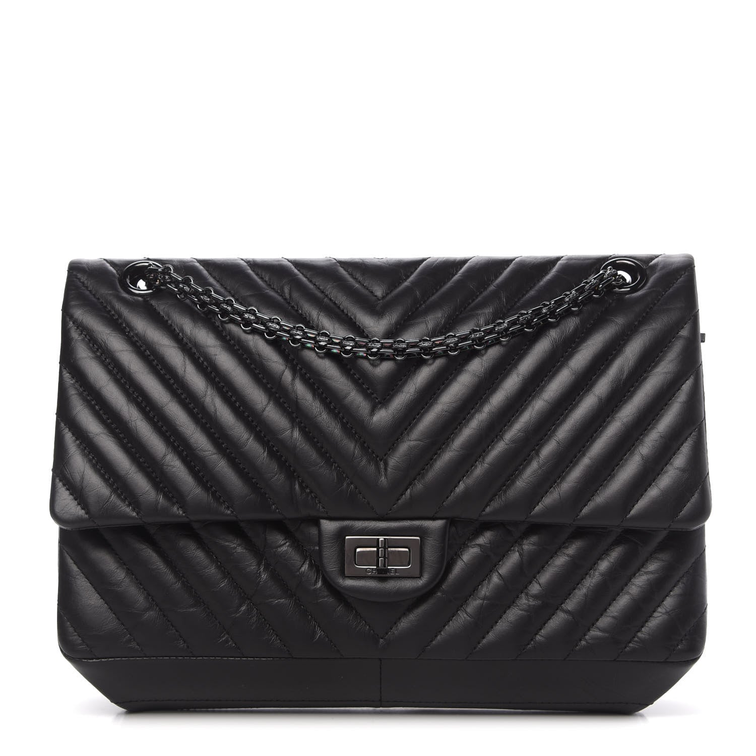 Chanel Aged Calfskin Chevron Quilted 2.55 Reissue 226 So Black 1 of 11