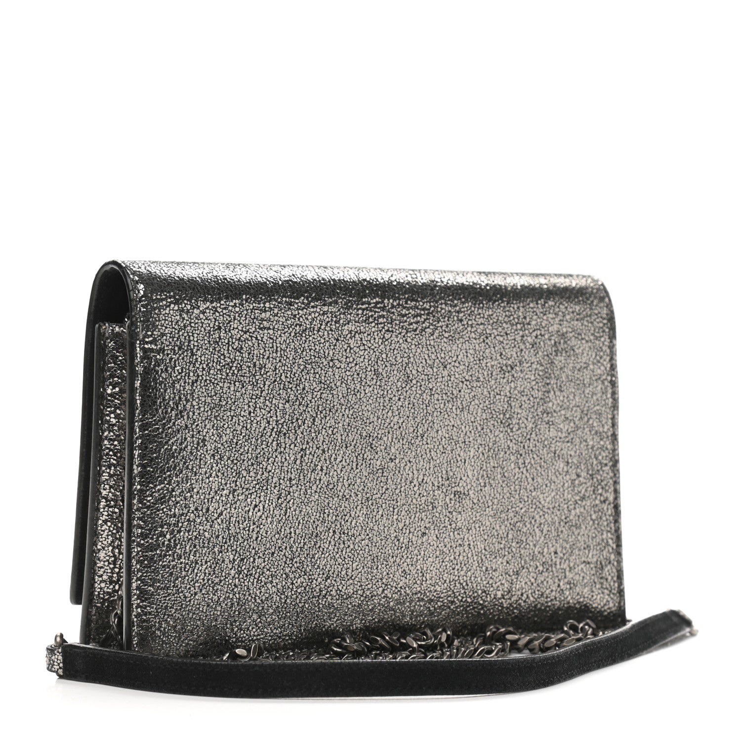 Saint Laurent Metallic Calfskin Classic Monogram Kate Tassel Chain Wallet Gun Metal 3 of 12