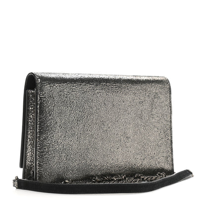 Saint Laurent Metallic Calfskin Classic Monogram Kate Tassel Chain Wallet Gun Metal 3 of 12