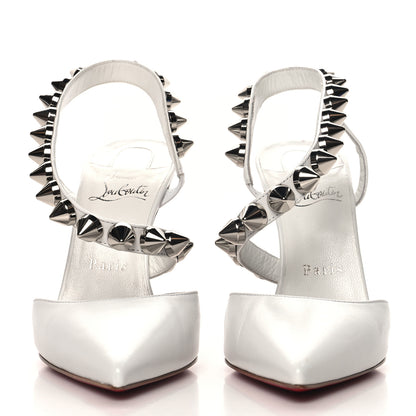 Christian Louboutin Calfskin Spikita Slingback 100 Stiletto Pumps 37 White 3 of 10