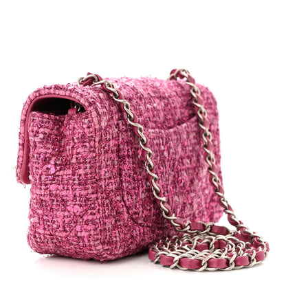Chanel Metallic Tweed Quilted Mini Rectangular Flap Pink 3 of 11
