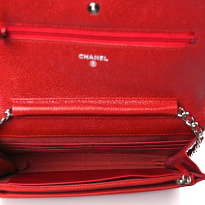 Chanel Caviar Quilted Wallet On Chain WOC Red 5 of 11