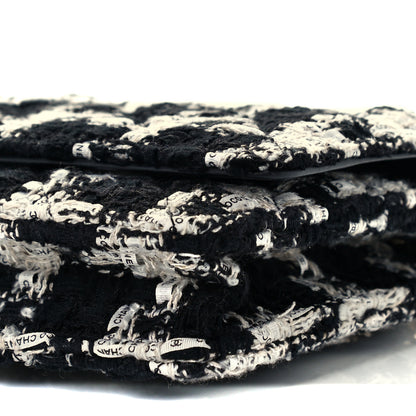 Chanel Tweed Quilted Wallet On Chain WOC Black Ecru White 10 of 11